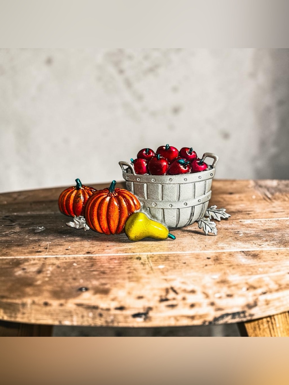 JJ Jonette Harvest Basket Brooch – Apples, Pumpkins & Pear